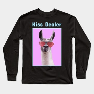 Kiss Dealer Llama with Heart Glasses Long Sleeve T-Shirt